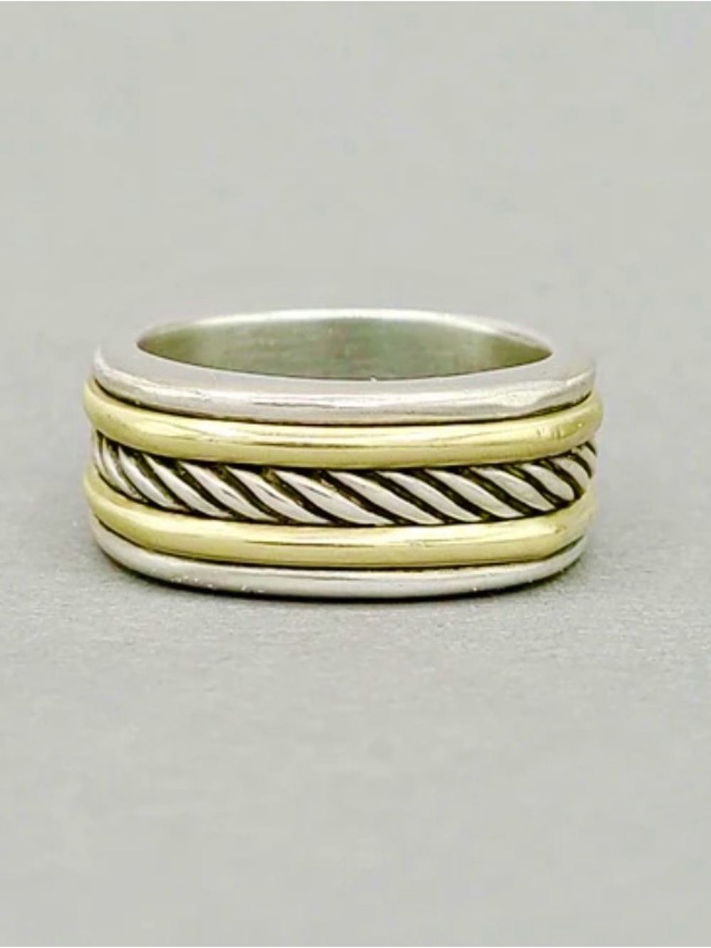 David Yurman Cable Band Ring In Sterling Silver With Gold